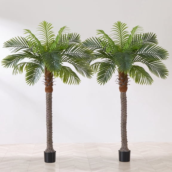 6FT Artificial Coconut Palm Tree (Set of 2),  Realistic Faux Sago Palm Plants for Indoor & Outdoor, Large Tropical Fake Trees for Home Office Garden Patio Poolside Decor