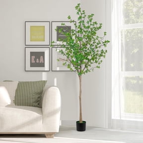 6FT Artificial Enkianthus Tree , Realistic Texture Emerald Green Potted Faux Tree, Fake Trees Indoor Outdoor for Home Office Living Room Bedroom Foyer Porch Decor Mall School Decor Housewarming Gift