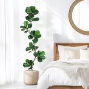 6FT Artificial Fiddle Leaf Fig Tree, Fake Ficus Lyrata in Pot, Adjustable Branche, Ficus Faux Plant Artificial Trees for Office Indoor Outdoor Garden Living Room Home Decor