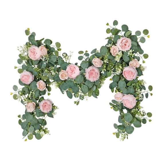 6FT Artificial Flower Garland - Gypsophila & Peony Vine - Floral Garland for Wedding, Party, Table Runner, and Home Decor (Pink)