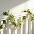 thumbnail image 1 of 6FT Artificial Flower Garland With White Roses And Baby’s Breath Silk Floral Vine For Wedding Party Table Runner Arch Wall Home Decor, 1 of 6
