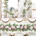 thumbnail image 1 of 6FT Artificial Flower Garland with White Roses & Gypsophila | Silk Floral Garland for Wedding Arch, Party Centerpiece & Table Runner Decor, 1 of 6