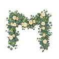 thumbnail image 1 of 6FT Artificial Garland With Flowers7 White Roses Breath Garland Floral Garland For Wedding Party Centerpiece Table Runner Decor, 1 of 7