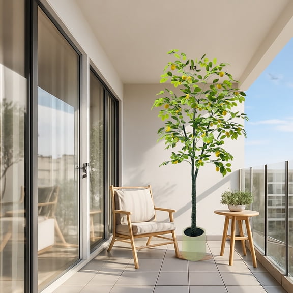6FT Artificial Lemon Tree Potted That Look Real, Faux Lemons Citrus Plants with Yellow Fake Lemons Fruits in Pot, Indoor Tall Artificial Trees for Home Office Kitchen Decor Party Wedding Christmas