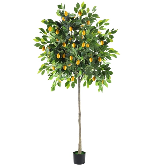 6FT Artificial Lemon Tree - Realistic Faux Tree with Green Leaves & Yellow Lemons for Indoor & Outdoor Decor