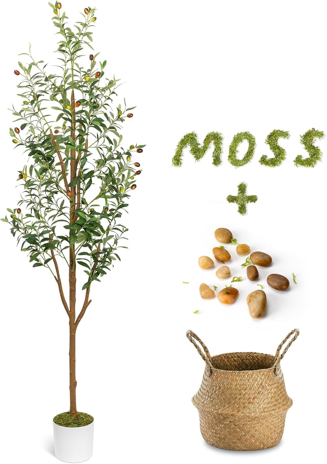 6FT Artificial Olive Tree - Indoor Tall Faux Olive Trees with Planter ...
