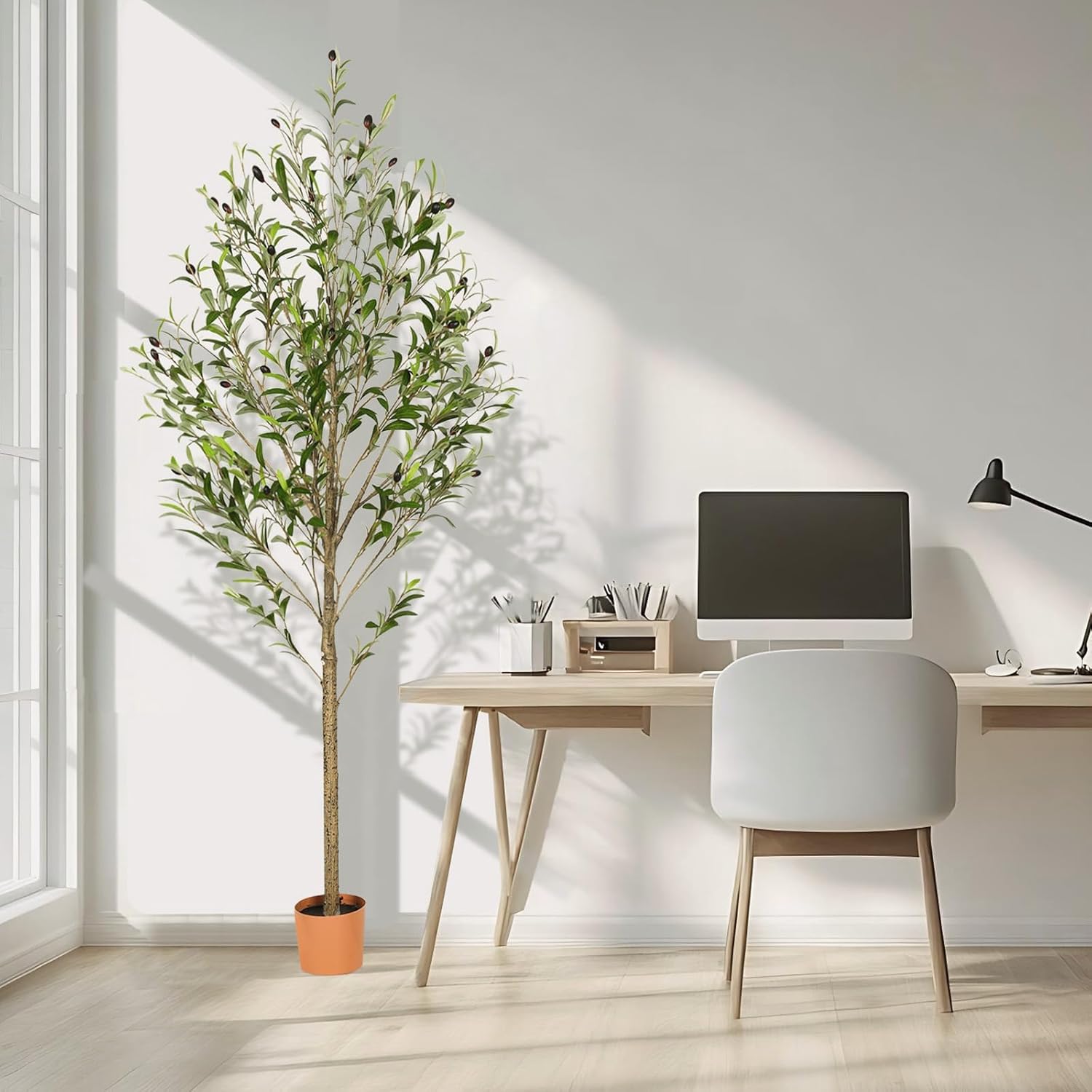 6FT Artificial Olive Tree Indoor Tall Realistic Faux Olive Tree with ...