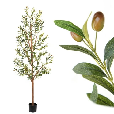 6FT Artificial Olive Tree, Potted Indoor Plants with Realistic Fruits and Branches, 13 lb, Limnan