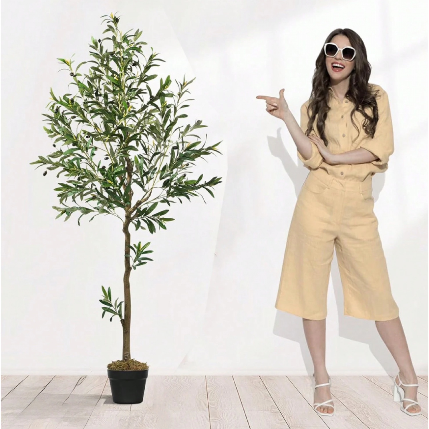 6FT Artificial Olive Tree Tall Fake Potted Olive Tree With Planter ...