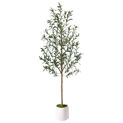 6FT Artificial Olive Tree in Planter, Artificial Olive Plants with Fruits, Realistic Indoor Outdoor Plants for Home Decor Housewarming Gift