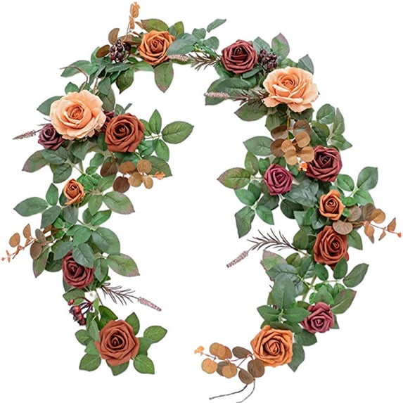 6FT Artificial Rose Flower Runner Rustic Flower Garland Mantle Floral Arrangements DIY Wedding Ceremony Backdrop Arch Flowers Table Centerpieces Decorations