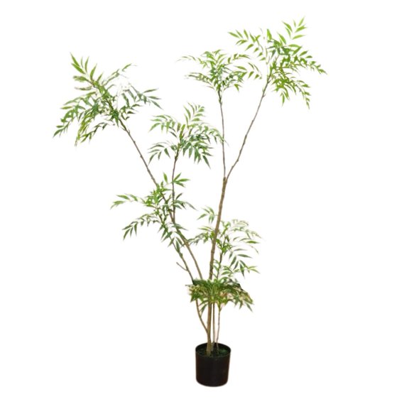 6FT Artificial Umbrella Plant, Realistic Faux Mahonia Fortunei Tree in Pot, Lifelike Large Greenery with PE PVC Foliage, UV Resistant, Maintenance-Free for Indoor & Outdoor
