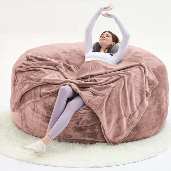 6FT,Bean Bag Chairs for Adults,Bean Bag with Filler Included,Soft Memory Foam Chair,Living Room Bean Bag Chairs for Adults,Suitable for Reading Chairs in bedrooms and Dormitories (Rose red(6FT))