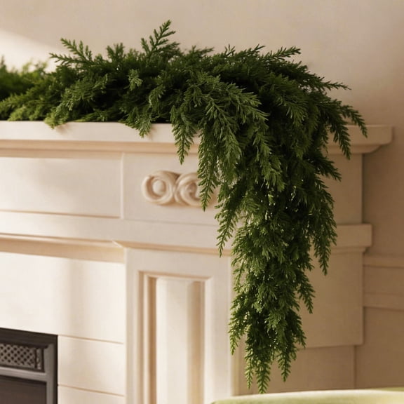6FT Cedar Garland, Real Touch Greenery Garland with 3D Lifelike Depth, Artificial Christmas Greenery Suitable for Table, Mantle, Wall, Indoor & Outdoor Holiday Decor