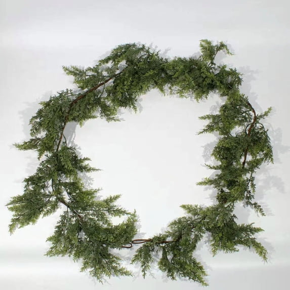 6FT Christmas Cedar Garland with 60 Pine Branches, Christmas Artificial Faux Norfolk Pine Garland Artificial Greenery for Fireplace, Table, Mantle, Wall, Indoor, Outdoor,Home Decorations
