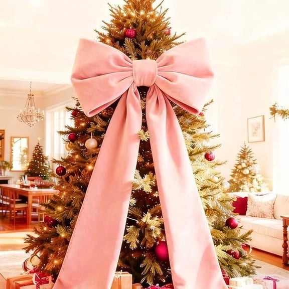 6FT Christmas Decorations Extra Large Christmas Tree Topper Bow Giant Xmas Velvet Bow for Home Wreath Wall Holiday, Christmas Decorations Indoor Outdoor, Pink