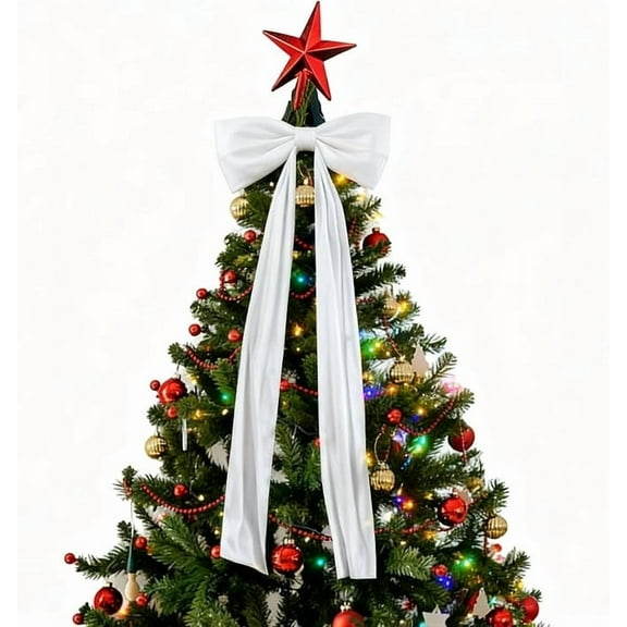 6FT Christmas Decorations Extra Large Christmas Tree Topper Bow Giant Xmas Velvet Bow for Home Wreath Wall Holiday, Christmas Decorations Indoor Outdoor, White