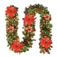 thumbnail image 1 of 6FT Christmas Garland with Lights, Christmas Mantel Garland Decoration with Ball Ornaments, Dry Lotus, 30 LED, for Indoor Outdoor Mantel Window Table Thanksgiving Winter Christmas Decor(Red), 1 of 5