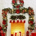 thumbnail image 1 of 6FT Christmas Garland with Lights, Prelit Artificial Christmas Garland with Pine Cones Poinsettia, Cordless Xmas Garland for Fireplace Mantle Stairecase Indoor Outdoor Holiday Home Decorations, 1 of 9
