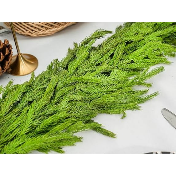 6FT Christmas Garland Norfolk Pine Garland Artificial Faux Greenery Garland for Mantle Table Stairs Wall Indoor Outdoor Christmas Xmas Decor Decorations