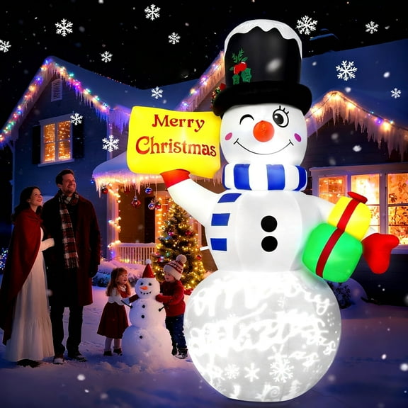 6FT Christmas Inflatable Snowman Outdoor Decorations, Inflatable Snowman Christmas Decorations with Built-in Blower and Rotating LED Lights, Christmas Snowman for Yard Garden Outdoor Decorat