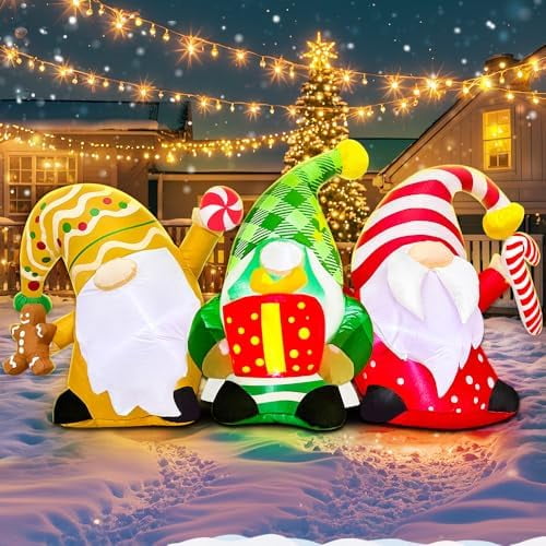 6FT Christmas Inflatables Outdoor Decorations Inflatable Christmas Gnomes Blow up Yard Decorations Built in LED Lights for Xmas New Year Party Lawn Holiday Winter Xmas Dcor$$Garden & Patio