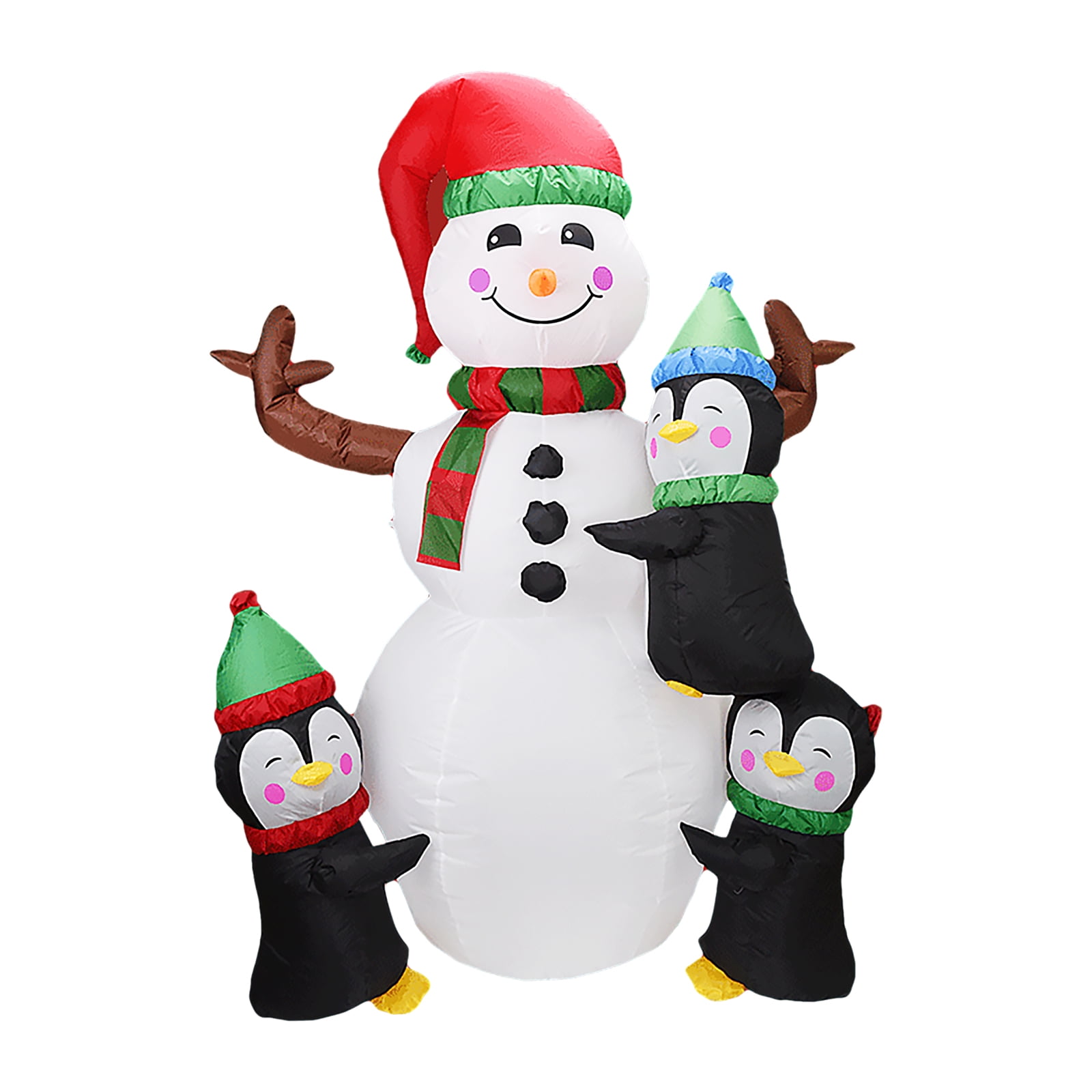 6FT Christmas Inflatables Penguin & Snowman Shaped, LED Blow Up Xmas