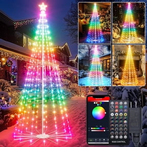 6FT Christmas Tree - Electronic Christmas Tree LED Lights, Holiday Lights with Remote Control Color Changing Cone Christmas Tree , Umbrella Bone Base, Indoor Outdoor Christmas Decorations