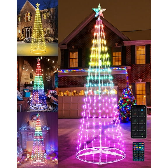 6FT Christmas Tree-Lighted Christmas Tree portable Tree LED light,color Changing cone tree lights with Remote Control,Patio, Beach, Pool, Cruise Party,Gift