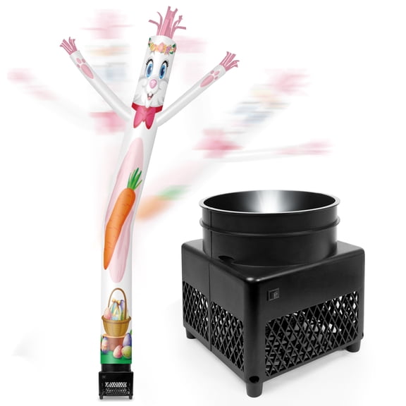 6FT Easter Bunny Inflatable Tube Man with Blower (5.5'' Diameter) and Built-in LED - Wacky Waving Dancing Guy for Business Advertising Promotion