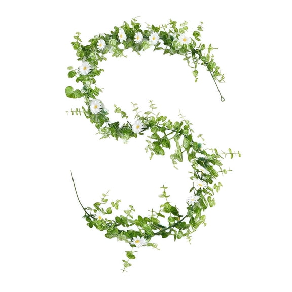 6FT Eucalyptus Garland with Flowers - Artificial Greenery Garland Hanging Eucalyptus for Wedding Backdrop, Arch, Wall, Table, Party & UV Protected Indoor Outdoor Decor