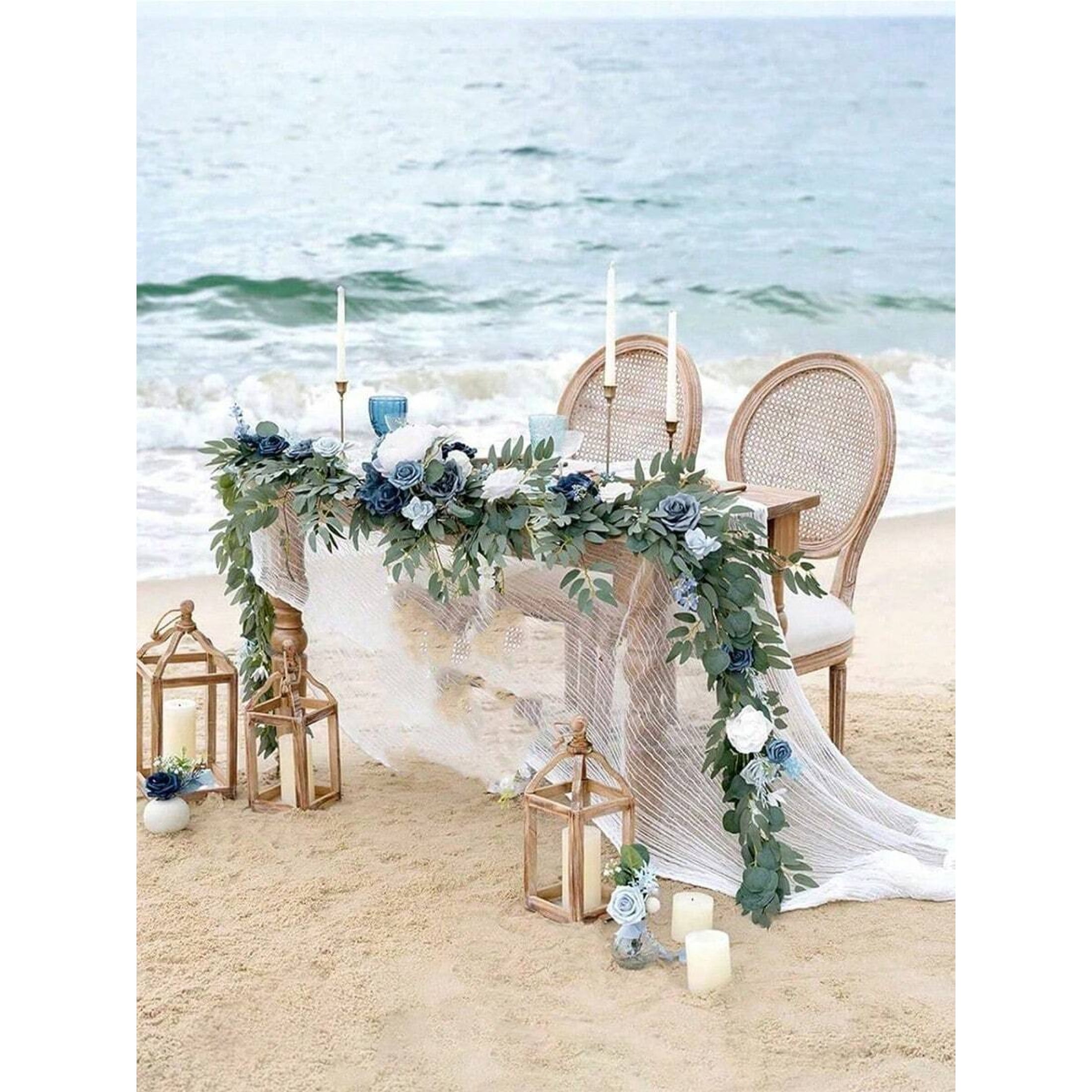 6FT Eucalyptus And Willow Leaf Garland With Flowers Handcrafted 6FT Eucalyptus And Willow Leaf Garland With Flowers Handcrafted