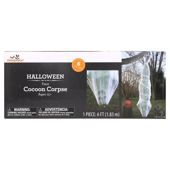 Faux Cocoon Corpse Outdoor Decoration, White, 6', Halloween by Way To Celebrate