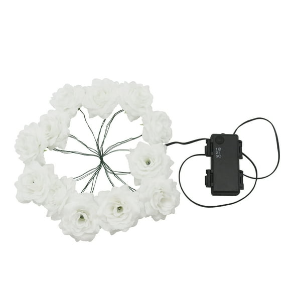 Warm White Rose Battery Operated LED Garland Lights, 6', by Way To Celebrate