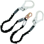6FT Fall Protection Safety Lanyard with Shock Absorbing, Harness Safety Rope Dual Rebar & Snap Hook Alloy Steel