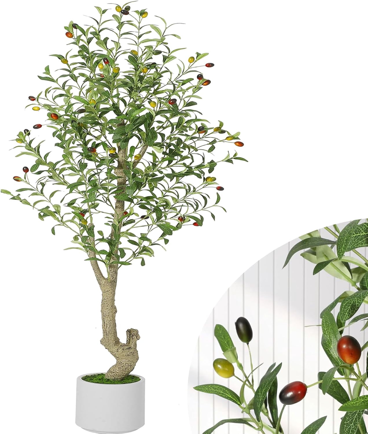 6FT Faux Olive Tree Tall,Olive Trees Artificia Indoor with White ...
