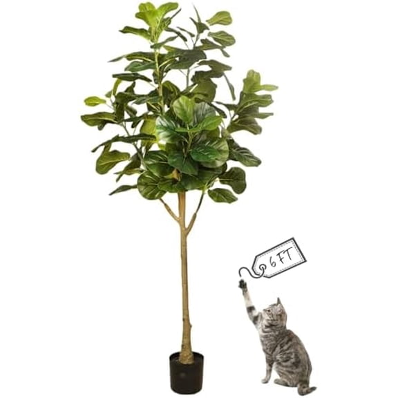 6FT Fiddle Leaf Fig Artificial Tree Artificial Plant Decor Fig Leaf Tree Floor Plant, Indoor and Outdoor Fake Plants for Home Office Decor
