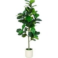 thumbnail image 1 of 6FT Fiddle Leaf Fig Artificial Tree with White Planter Pot,Faux Floor , Indoor and Outdoor Fake  for Home Office Decor, 1 of 9