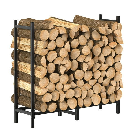 6FT Firewood Rack Holder - Adjustable Heavy Duty Fire Log Stacker Stand For Fireplace - Outdoor Indoor Metal Wood Pile Storage Organizer - Patio Logs Stand Tool