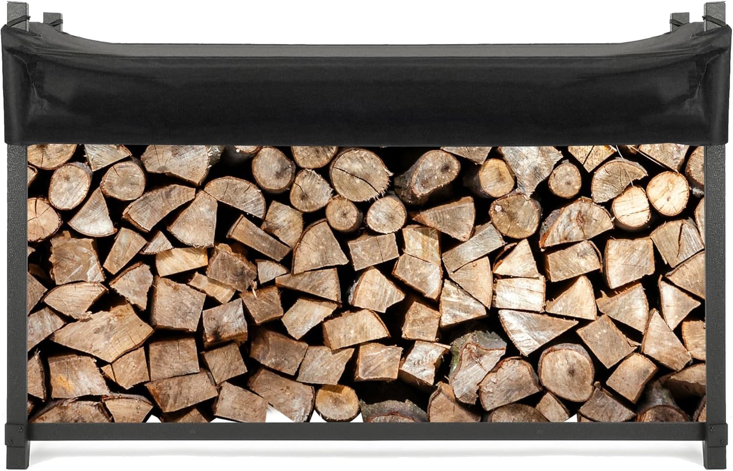 6FT Firewood Rack with Waterproof Cover for Outdoor Indoor Wood Log ...