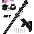 thumbnail image 2 of 6FT Heavy Duty Metal Flag Pole Kit With Wall Bracket & 2 Rotating Rings For Garden 2 of 4