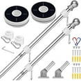 thumbnail image 1 of 6FT Flag Pole with Solar Light - 180° Adjustable Bracket, Stainless Steel Flag Poles for Outside House, Garden or Yard, Tangle Free Flagpole Kit for American Flag, 1 of 9