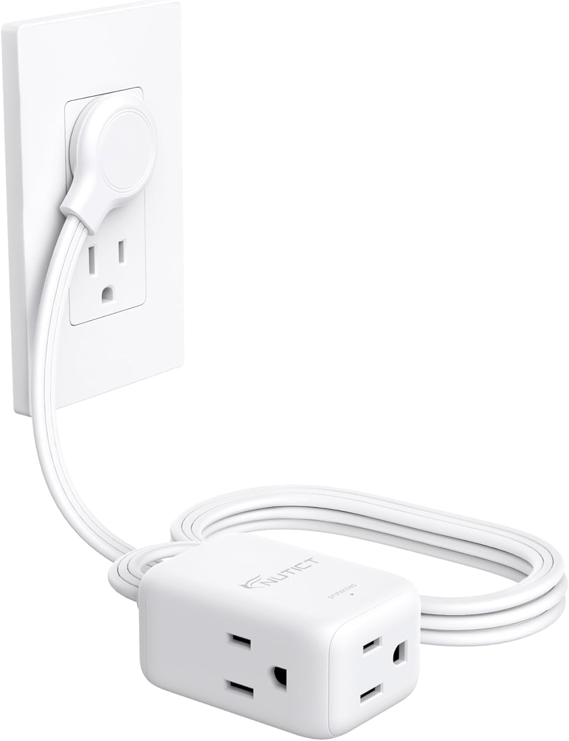 6FT Flat Extension Cord, Left Angle Plug & 3 Outlets, Three Prong Cord ...