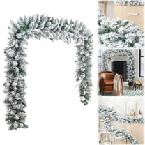 6FT Flocked Christmas Garland, Winter Frosted Artificial Cedar Garland for Xmas Tree, Mantel, Doorway & Holiday Home Decoration White