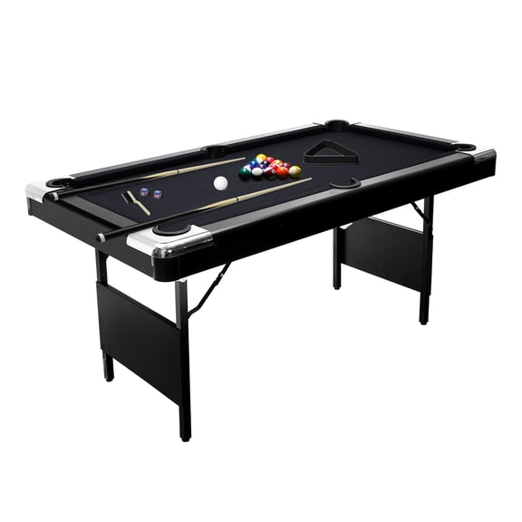 6FT Foldable No Assembly Pool Table, Portable Billiard Table with Full Accessories for Home Game Room Apartment Basement