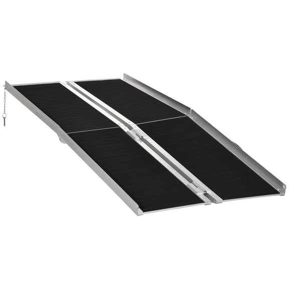 6FT Folding Aluminum Wheelchair Ramp, Skidproof Carpet Handicap Ramp with Side Walls, 594lbs Capacity for Home Steps, Doorways, 7-18 inches Rise