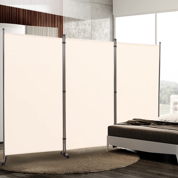 6FT Folding Privacy Screen, 3-Panel Partition Room Divider with Freestanding Design, Portable Fabric Panel for Home Office Dorm School in Cream Color