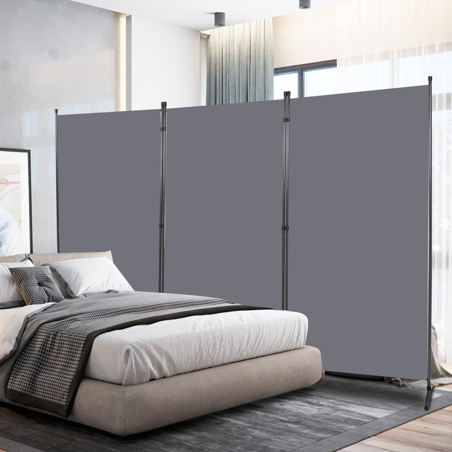 Privacy Partition 6FT Folding Privacy Screen, 3-Panel Partition Room Divider with ...