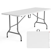 PEXMOR 6FT Folding Table, Portable Collapsible Plastic White Long Tables for Party, Camping, Wedding, Outdoor and Indoor Use