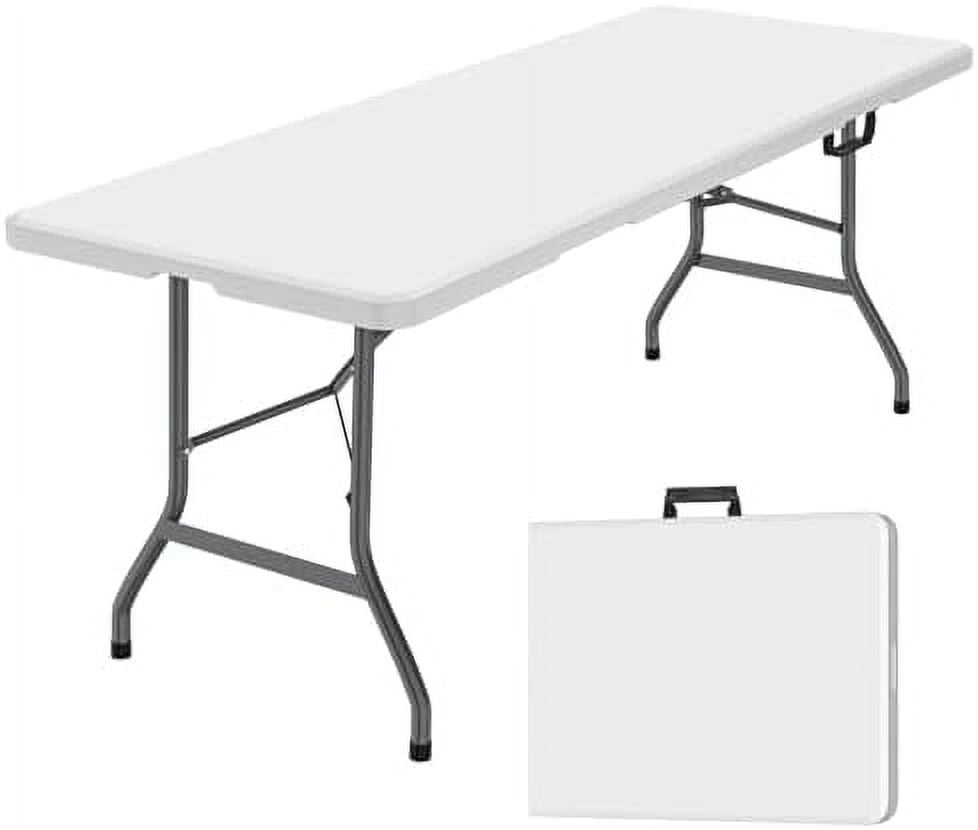 6ft Heavy Duty White Plastic Folding Table with Steel Legs